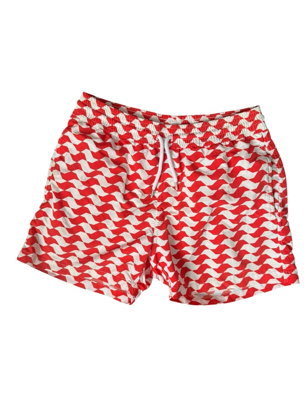 Frescobol Carioca Men’s Red & White Geometric European Swim Trunks